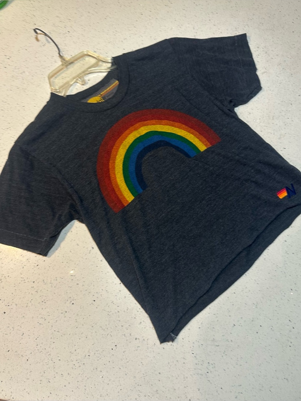 Aviator Nation rainbow boyfriend tee, small, EUC